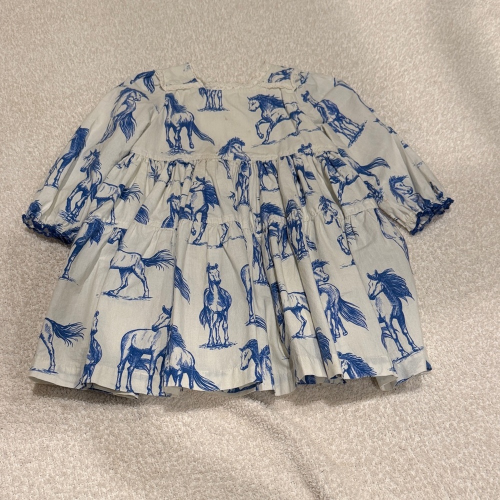 Blue Horse Print Girls' Peplum Top